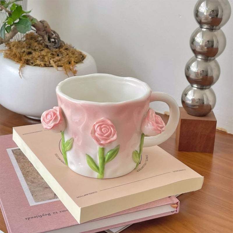 Mug fleur en relief tridimensionnel