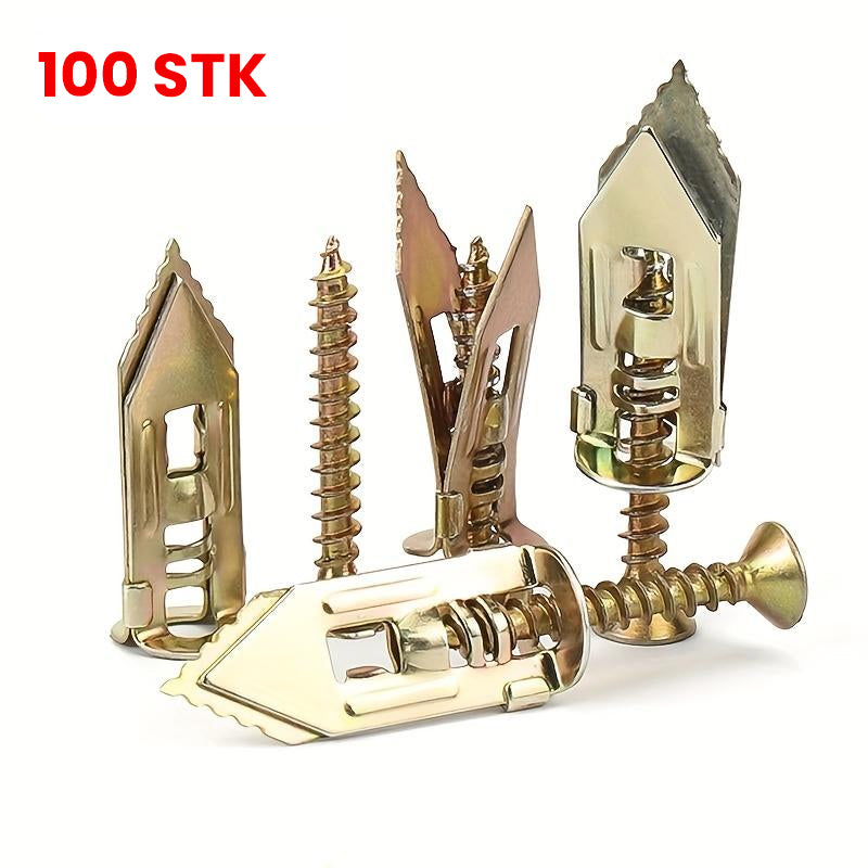 Gipsplaat Expansieankers + Hoge Sterkte Zinken Schroeven Kit (Verpakking van 100)