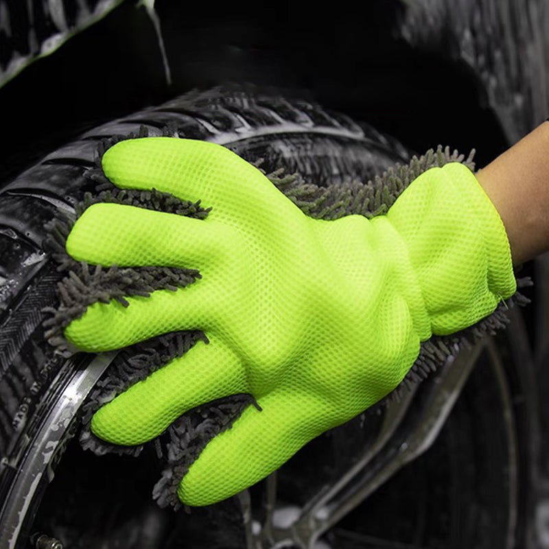 Gants de lavage de voiture double face à cinq doigts