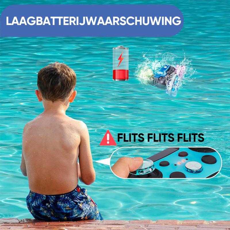 RC Stuntauto voor Land en Water met 2 Afstandsbedieningen