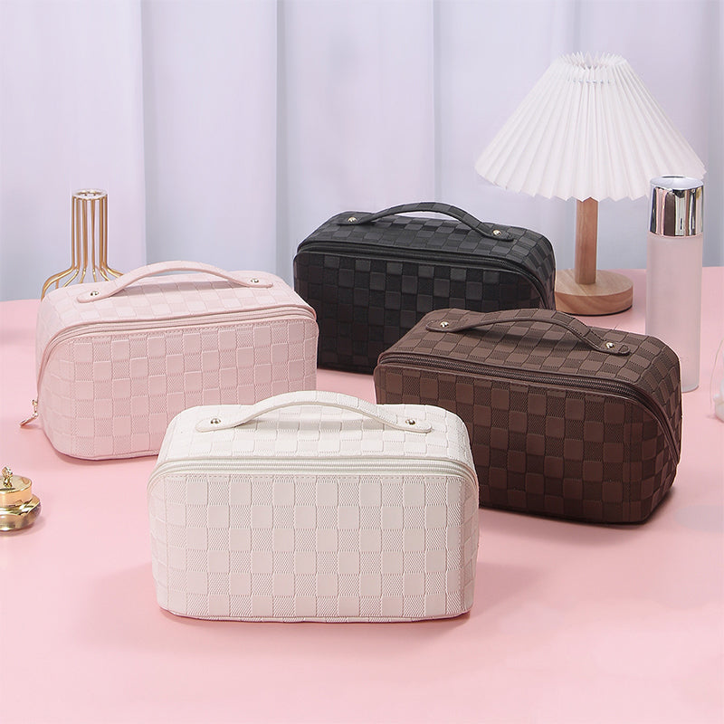 Vintage geruite cosmetische tas