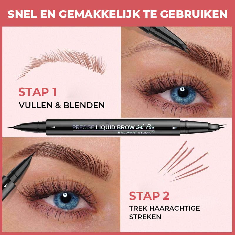 2-in-1 Dual-Ended Wenkbrauwpotlood met Micro-Vork-Tip Applicator en Precieze Borstel-Tip