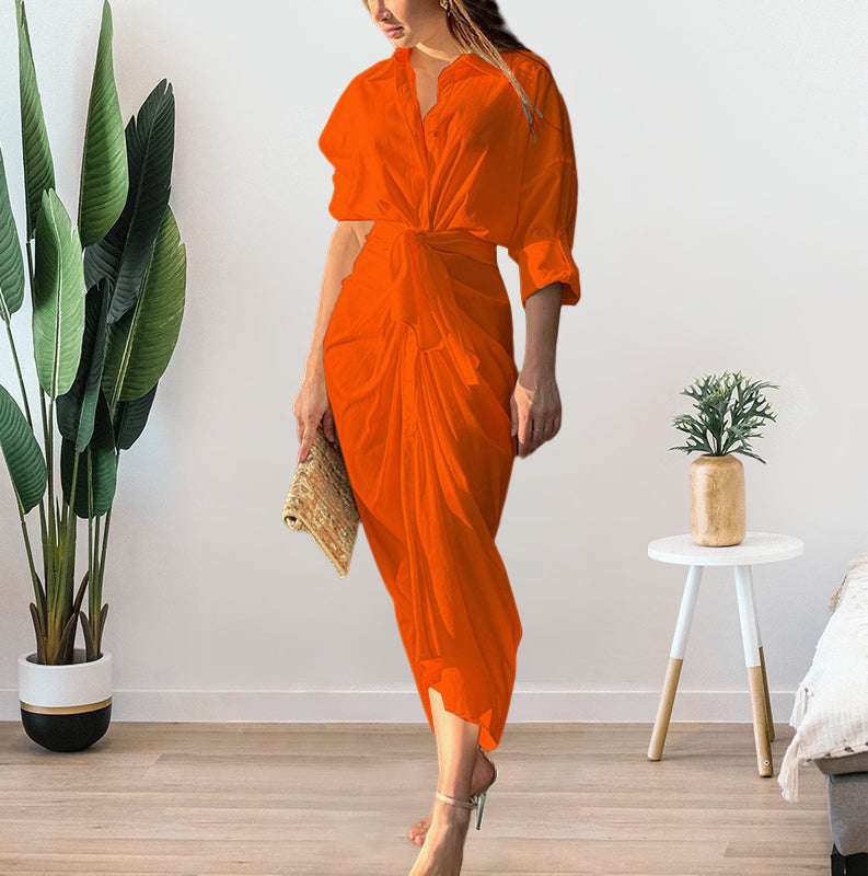 Chemise à revers Robe de couleur unie