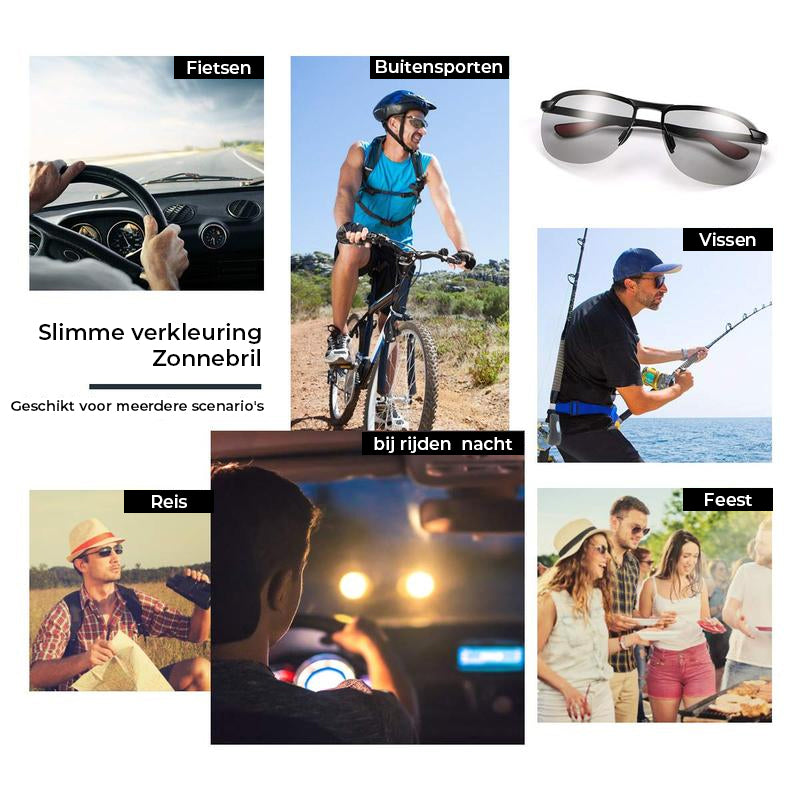 Fotochromatische zonnebril met anti-reflecterende gepolariseerde lens