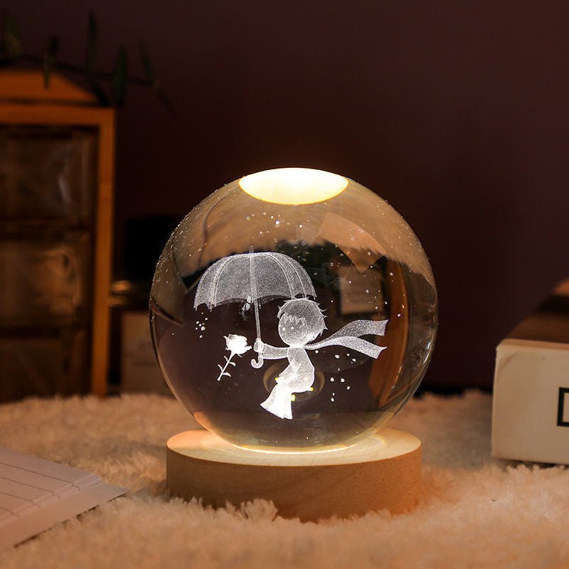 Veilleuse boule de cristal rougeoyante