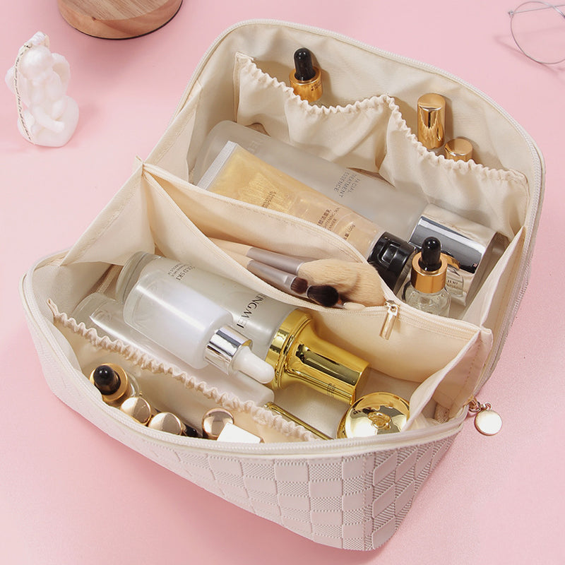 Vintage geruite cosmetische tas