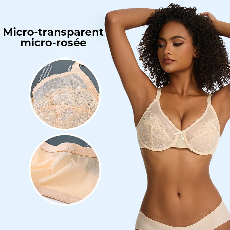 Soutien-gorge confort en dentelle florale et maille respirante