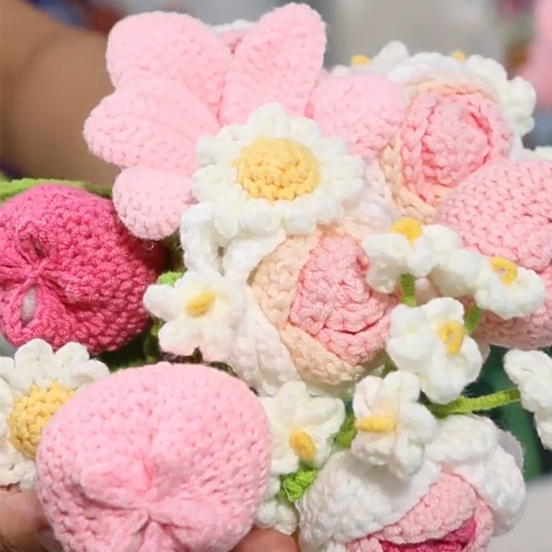 Bouquet de fleurs fait main au crochet