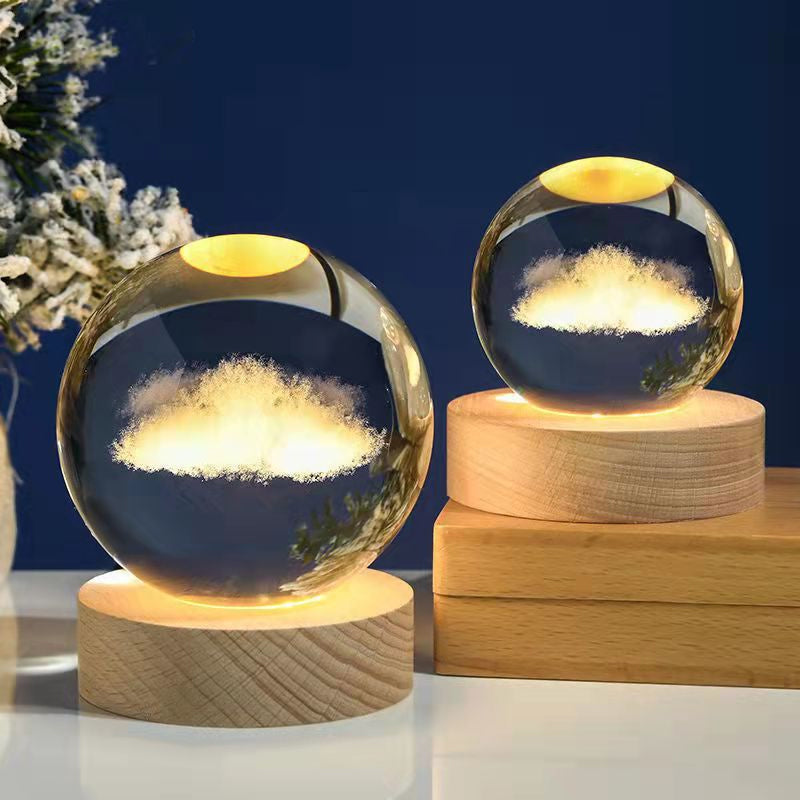 Veilleuse boule de cristal rougeoyante