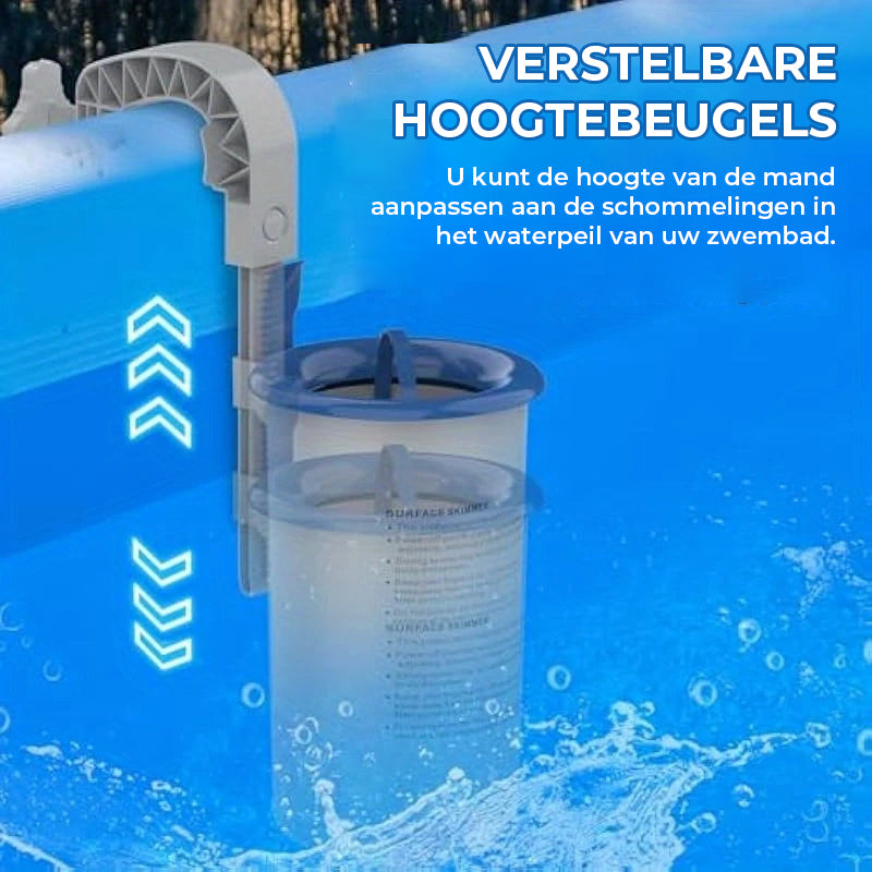 Drijvende zwembadskimmer met montagebeugel
