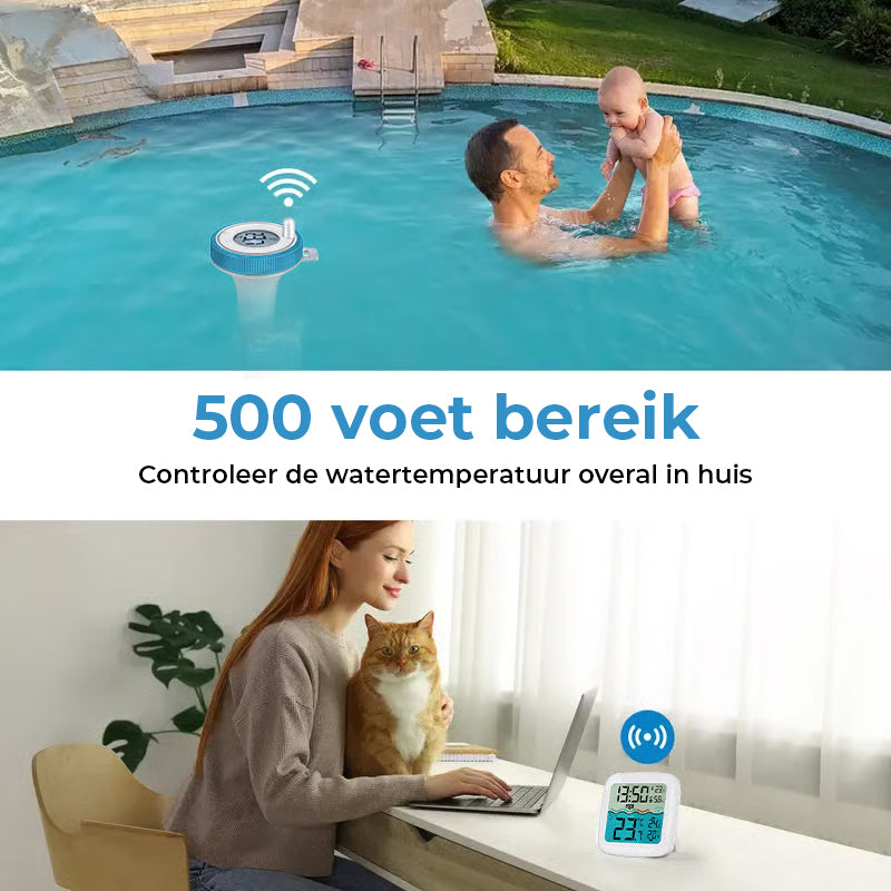 Drijvende Draadloze Zwembad Thermometer met Groot Display & 150m Bereik - Perfect voor Elke Pool