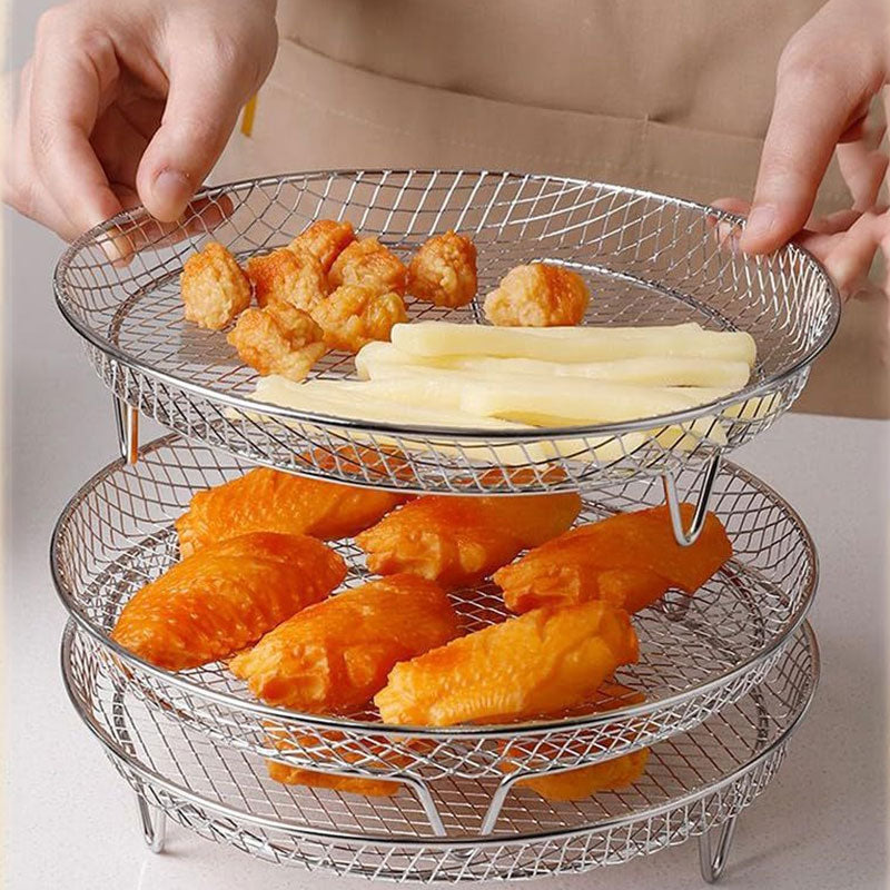 3-laags stapelbare airfryer rooster