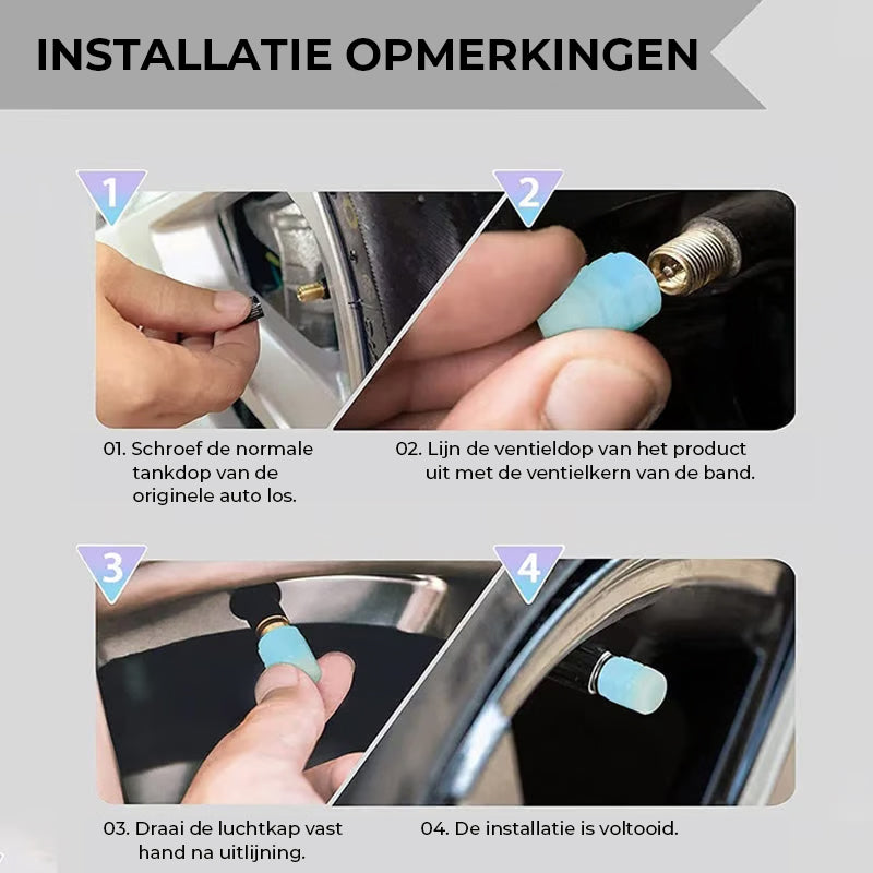 Universele Fluorescerende Bandventieldoppen (4 stuks/set)