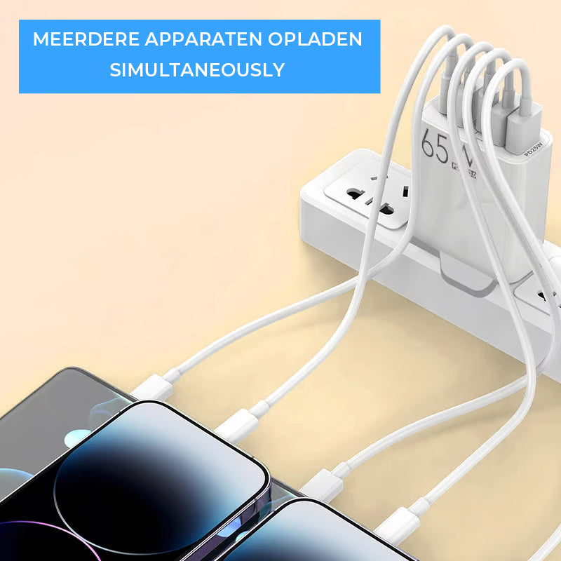 Snelle oplader voor meerdere poorten 65 W - EU-norm