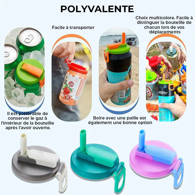 Couvercle pour canette de soda paille