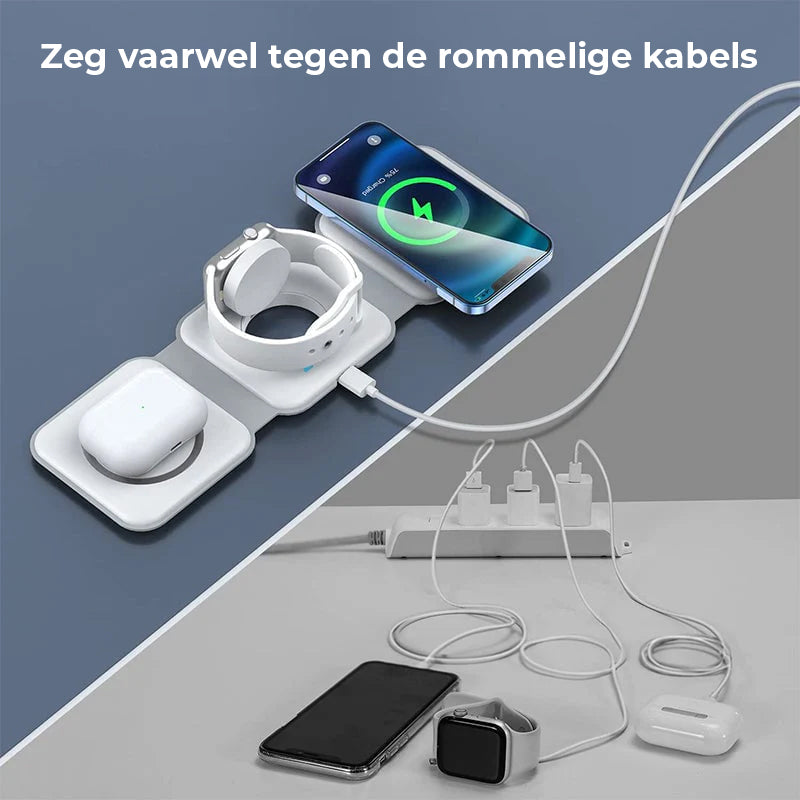 Nieuwe opvouwbare 3-in-1 draadloze oplader