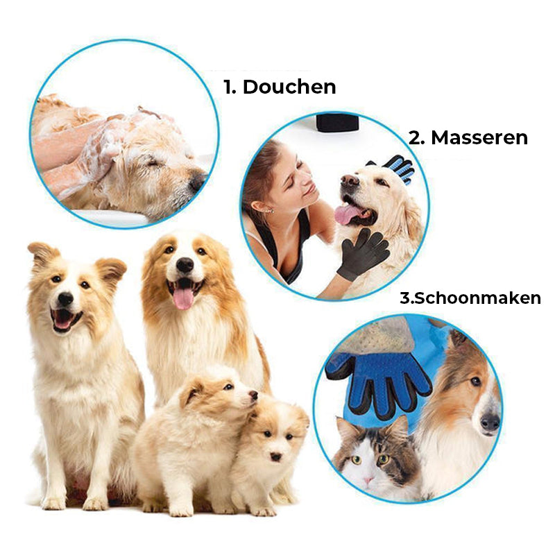 Hoogwaardige verzorgingshandschoen voor honden en katten