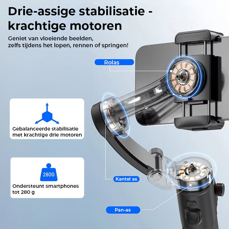 Slimme 3-assige gimbalstabilisator met AI-tracking – Professionele video-opnametool
