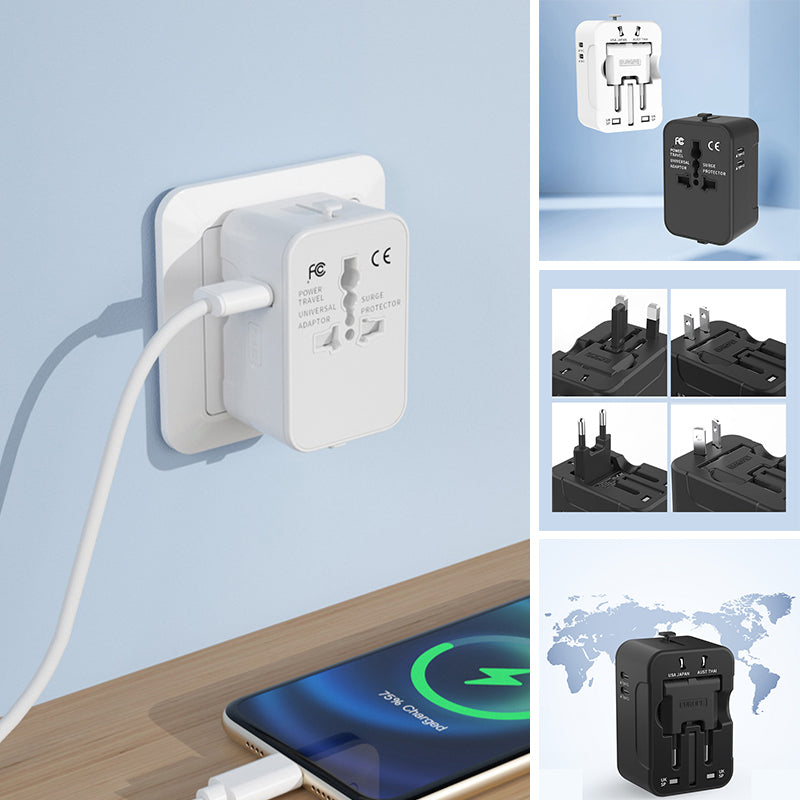 Universele reisadapter met twee USB-poorten