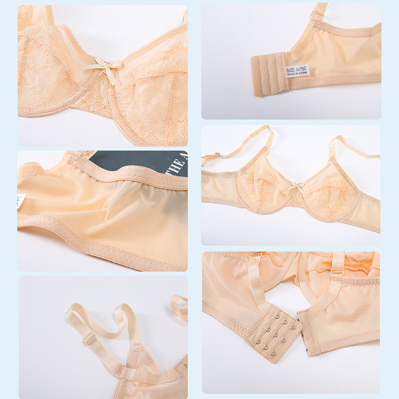 Soutien-gorge confort en dentelle florale et maille respirante