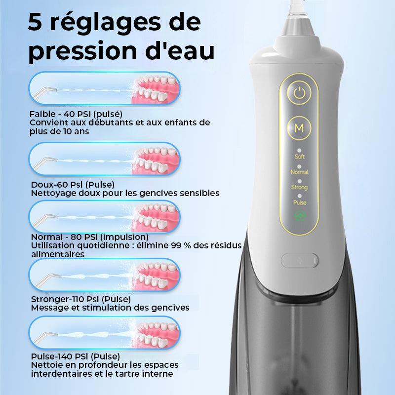 Hydropulseur portable rechargeable et irrigateur buccal
