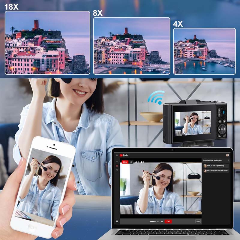 Digitale flip-screencamera met 64 miljoen pixels en hoge definitie