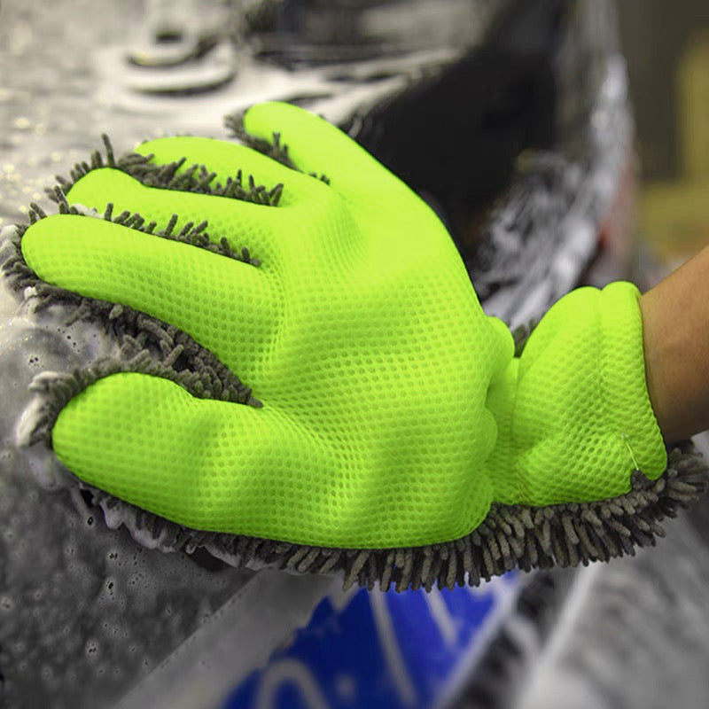 Gants de lavage de voiture double face à cinq doigts