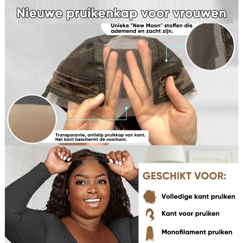 Pruikenkap met gripband om pruiken op hun plaats te houden