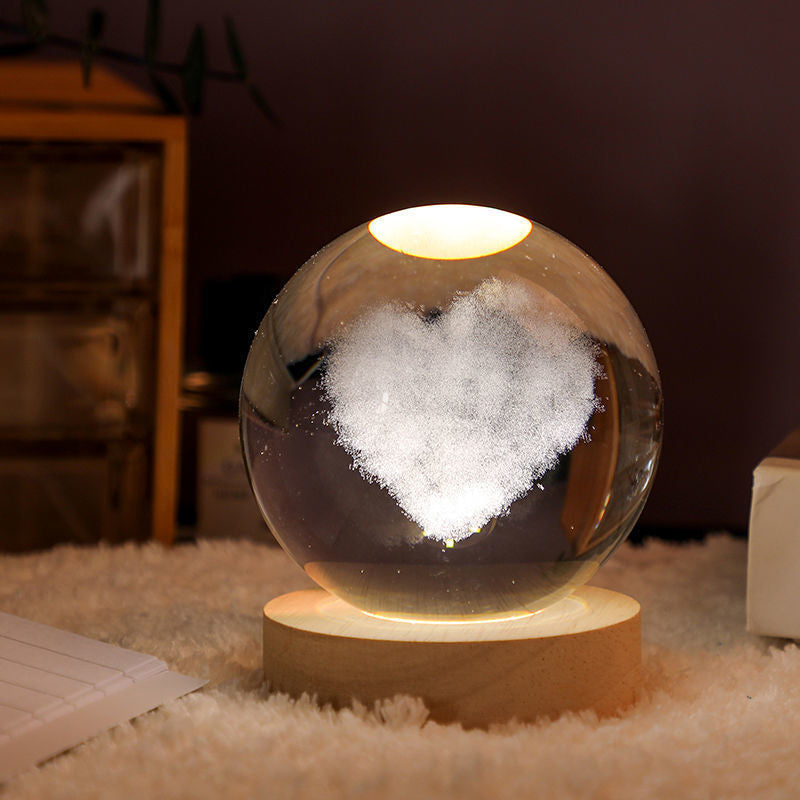 Veilleuse boule de cristal rougeoyante