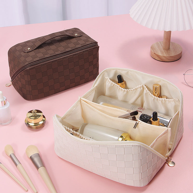 Vintage geruite cosmetische tas