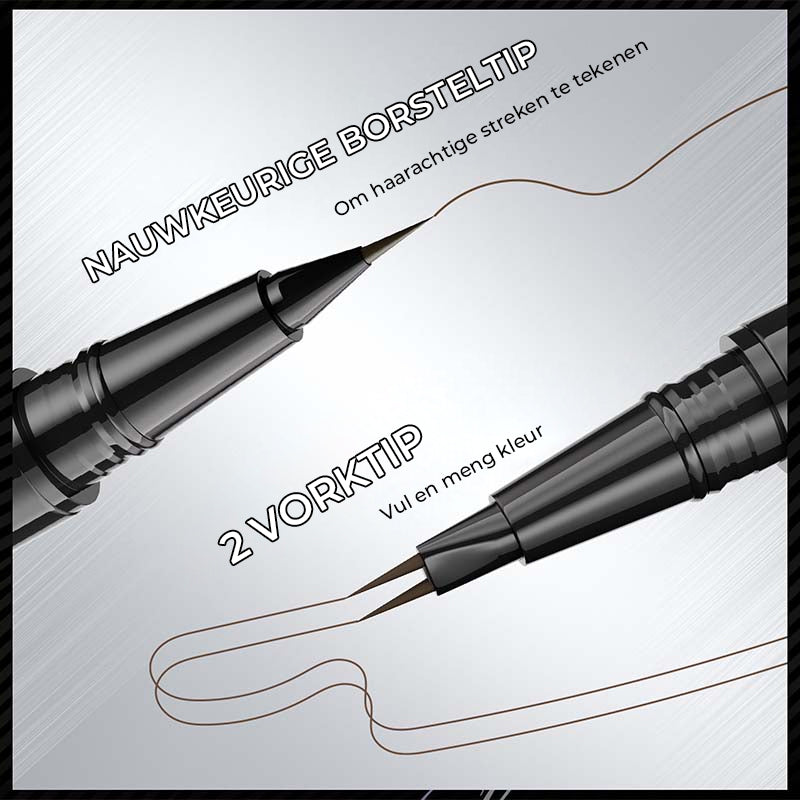 2-in-1 Dual-Ended Wenkbrauwpotlood met Micro-Vork-Tip Applicator en Precieze Borstel-Tip