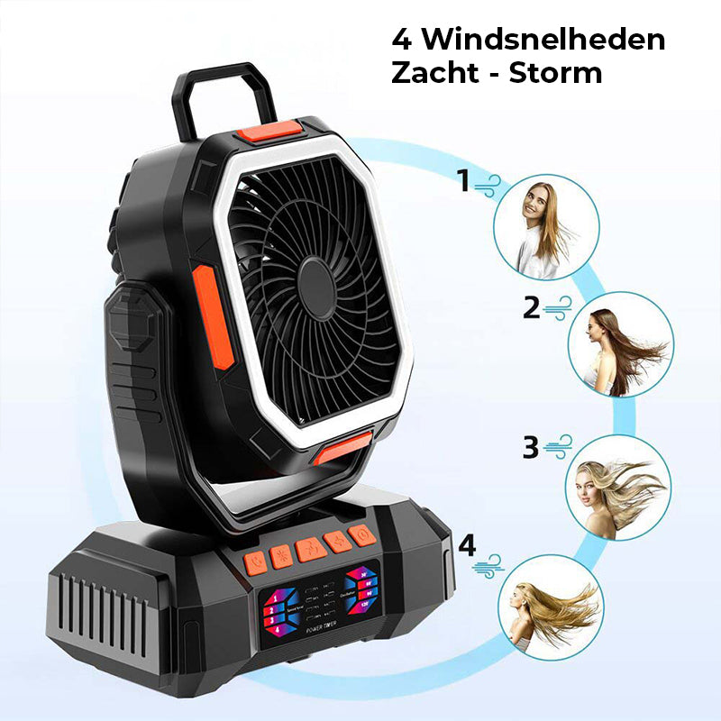 Draagbare oplaadbare kampeerventilator