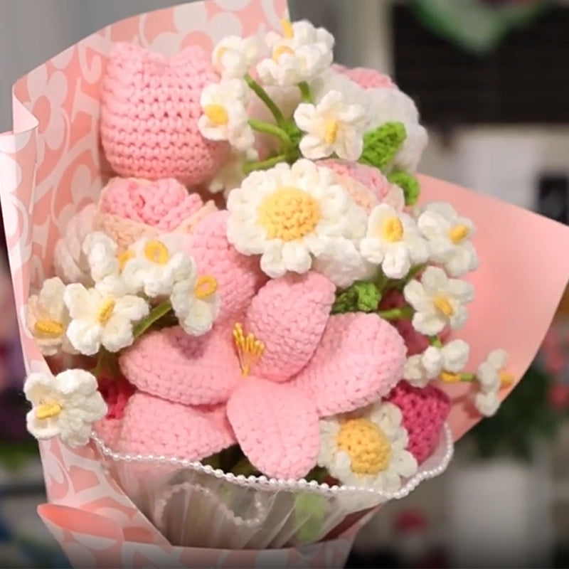 Bouquet de fleurs fait main au crochet