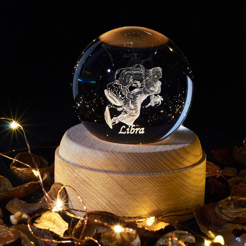 Veilleuse boule de cristal rougeoyante