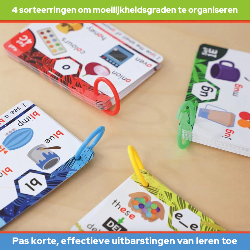 Fonics Flash Cards - Leren lezen in 20 stappen - Digraphs CVC Blends Lange klinkers