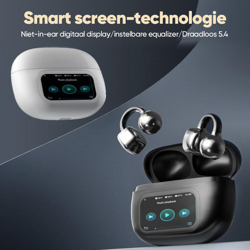 Clip-On Ear LCD Full Color Touchscreen Audio Draadloze Hoofdtelefoon