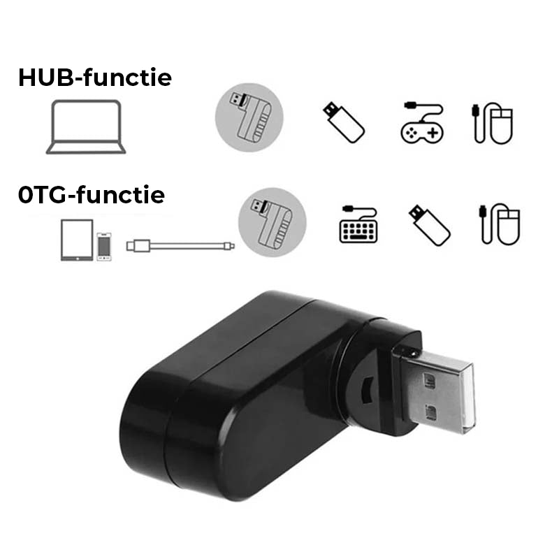4-in-1 draaibare USB-hub