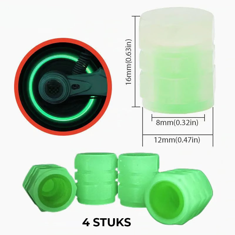 Universele Fluorescerende Bandventieldoppen (4 stuks/set)
