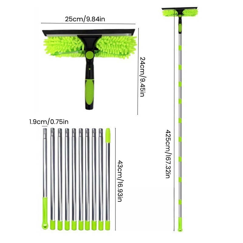 425 cm 2-in-1 intrekbare raamreinigingsborstel en schraperset