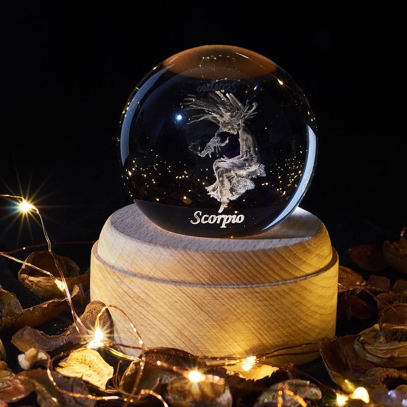 Veilleuse boule de cristal rougeoyante