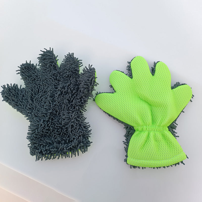 Gants de lavage de voiture double face à cinq doigts