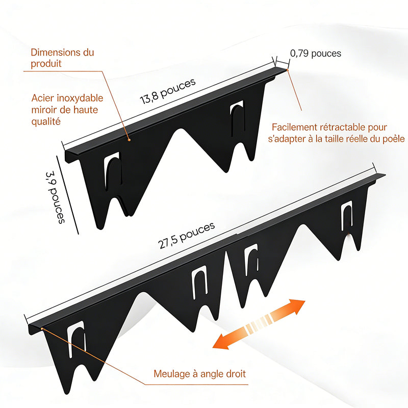 Couvre-joints de cuisinière rétractables en inox