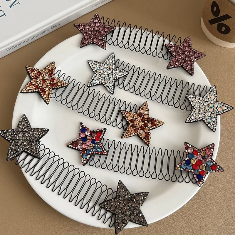 Ensemble de peignes à cheveux en forme d'étoile à strass (5 pièces)