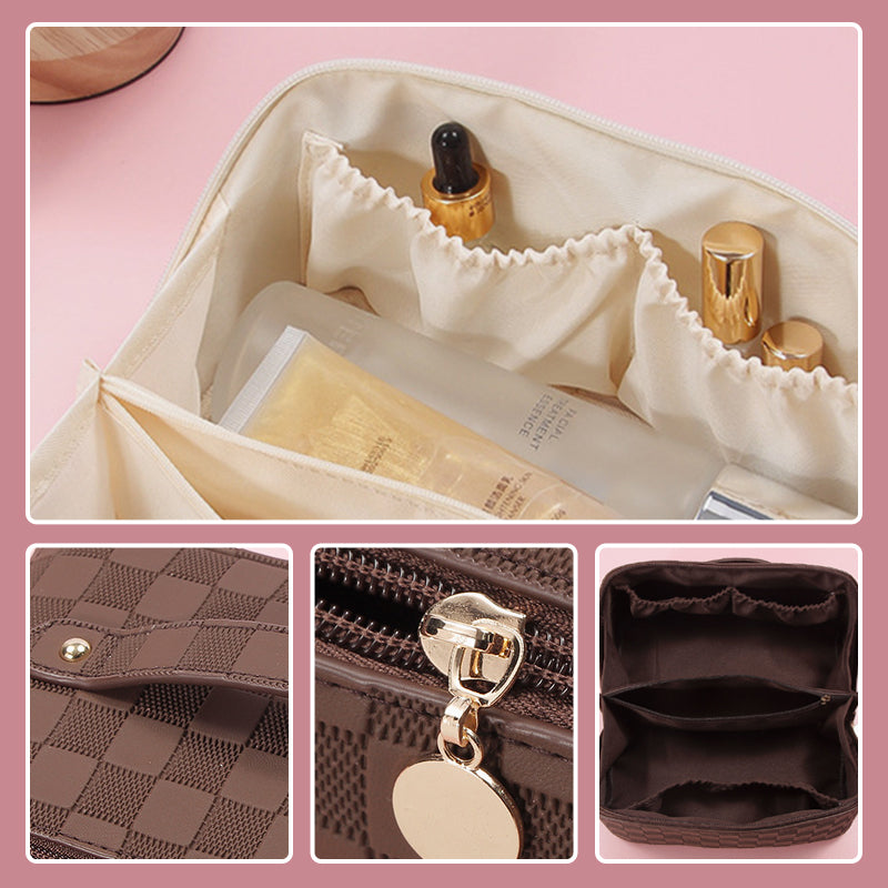 Vintage geruite cosmetische tas