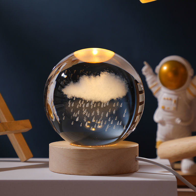 Veilleuse boule de cristal rougeoyante