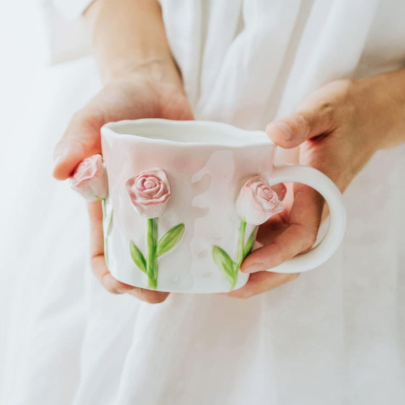 Mug fleur en relief tridimensionnel