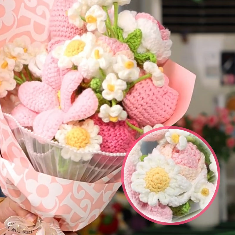 Bouquet de fleurs fait main au crochet