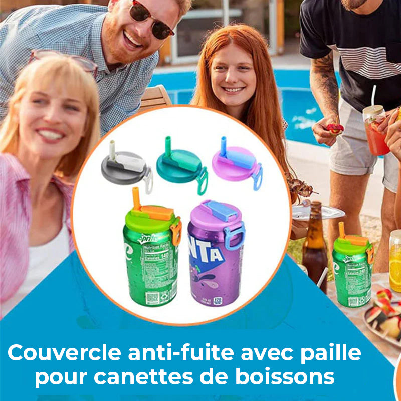 Couvercle pour canette de soda paille
