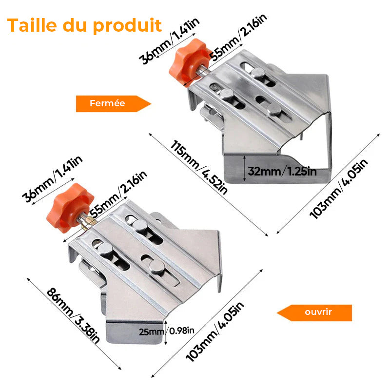 Pince à angle droit en acier inoxydable