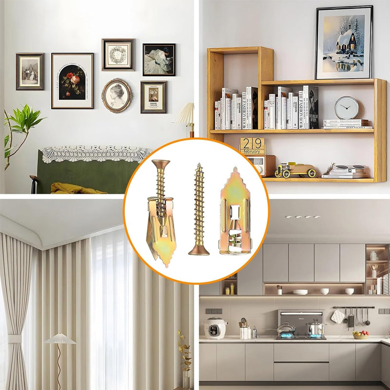 Gipsplaat Expansieankers + Hoge Sterkte Zinken Schroeven Kit (Verpakking van 100)